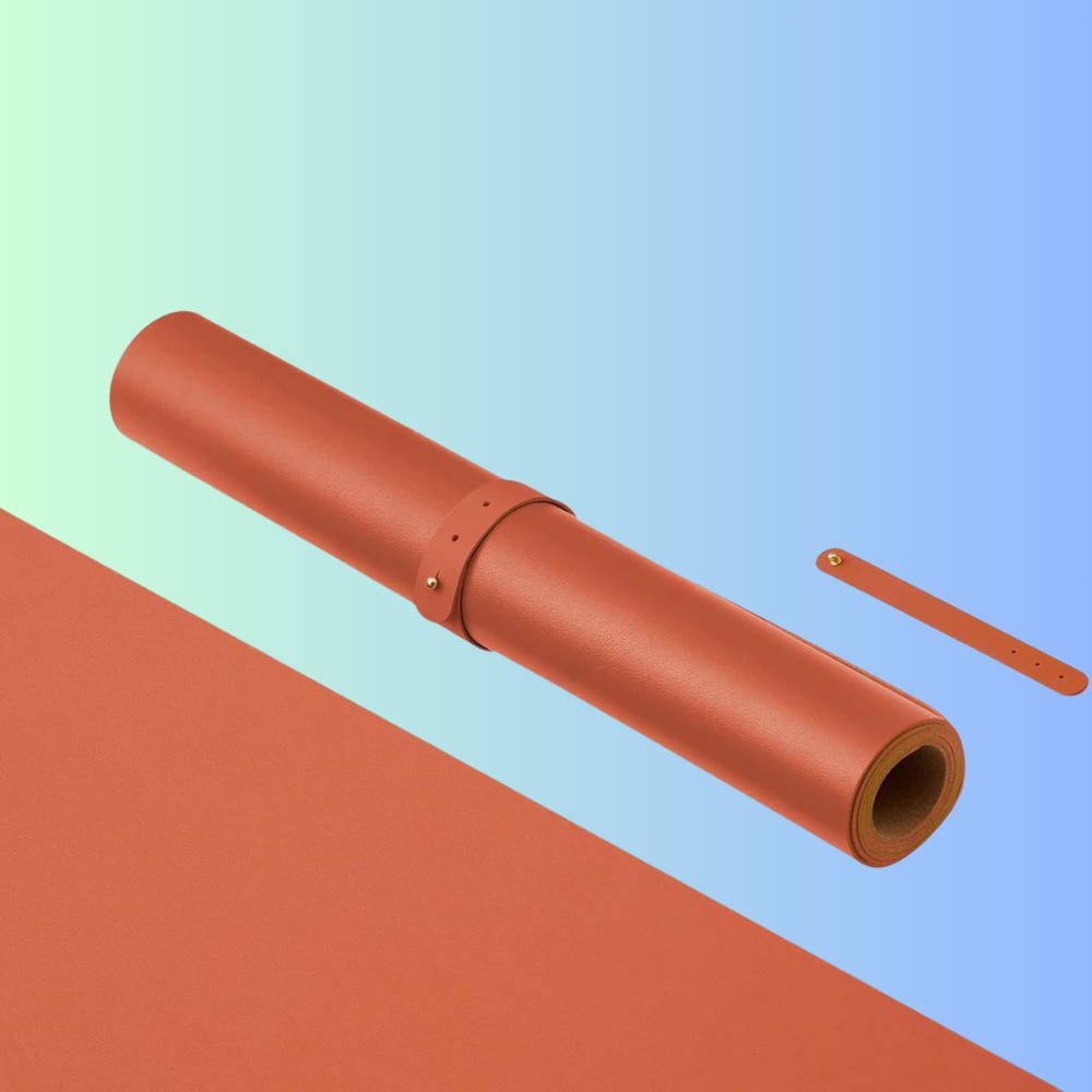 MINIMAL-ISM | Dual Sided Sunset Orange Cork PU Leather Desk Mat