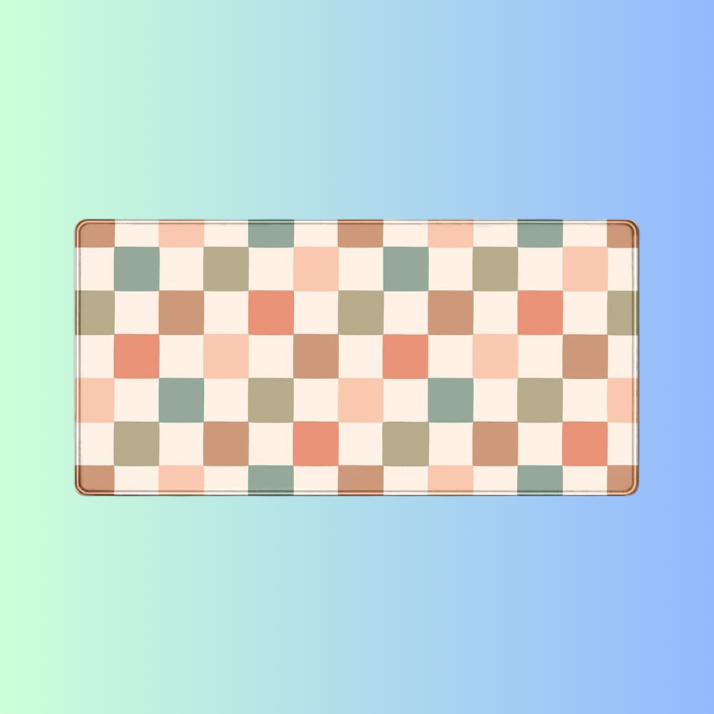 AESTHET-ISM | Pastel Checkered Retro Pattern Colorful Aesthetic Gaming Desk Mat
