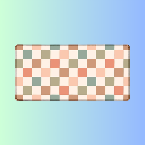 AESTHET-ISM | Pastel Checkered Retro Pattern Colorful Aesthetic Gaming Desk Mat