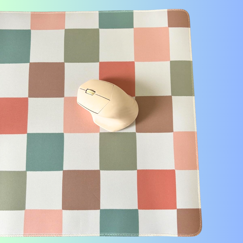 AESTHET-ISM | Pastel Checkered Retro Pattern Colorful Aesthetic Gaming Desk Mat