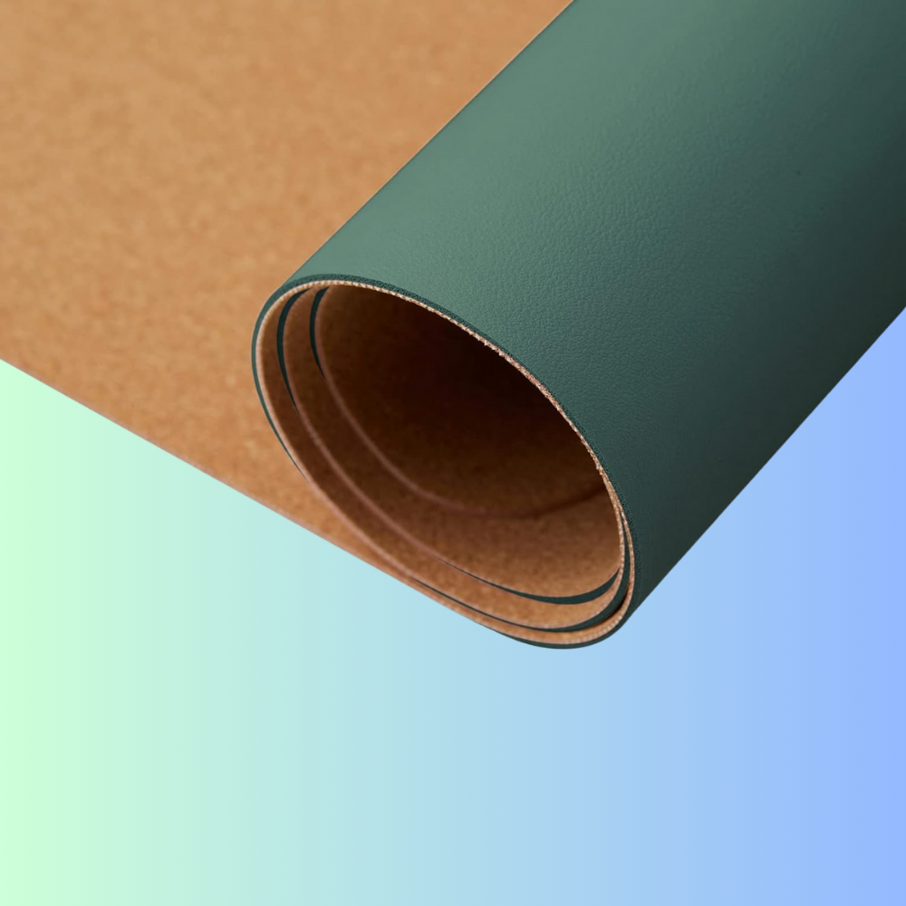 MINIMAL-ISM | Dual Sided Forest Green Cork PU Leather Desk Mat