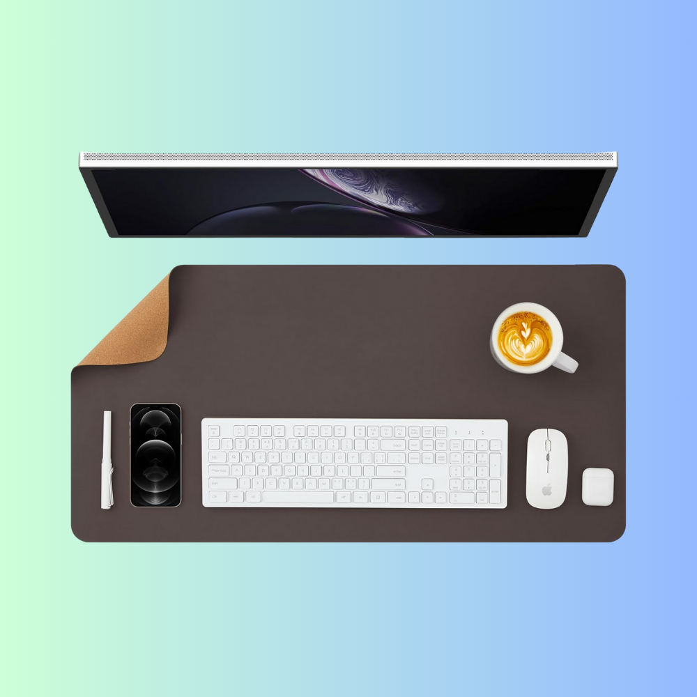 MINIMAL-ISM | Dual Sided Chocolate Brown Cork PU Leather Desk Mat