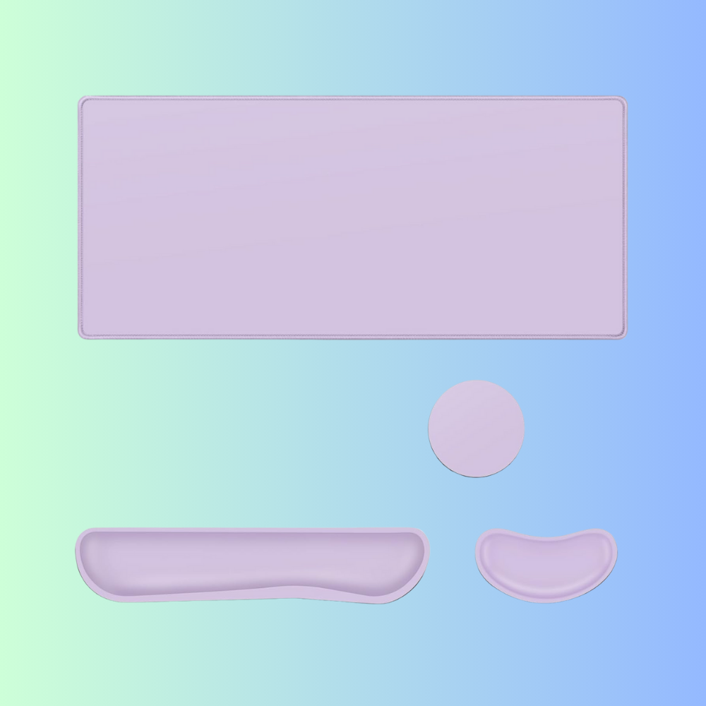 HOL-ISM | Solid Lilac Purple Minimalist Aesthetic Gaming Desk Mat Set